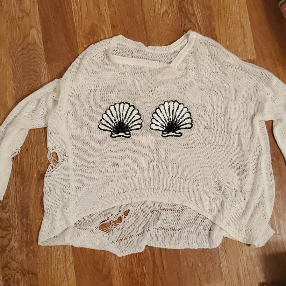 Mermaid knit boho crop top